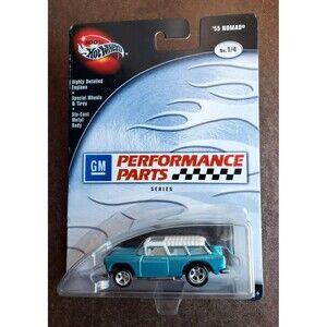 2003 100% HOT WHEELS '55 NOMAD Aqua GM PERFORMANCE PARTS SERIES 1/4 REAL RIDERS!